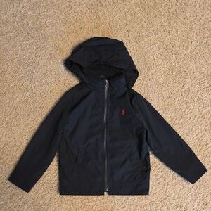 Polo Ralph LaurenBlack Hooded Jacket with Red Logo